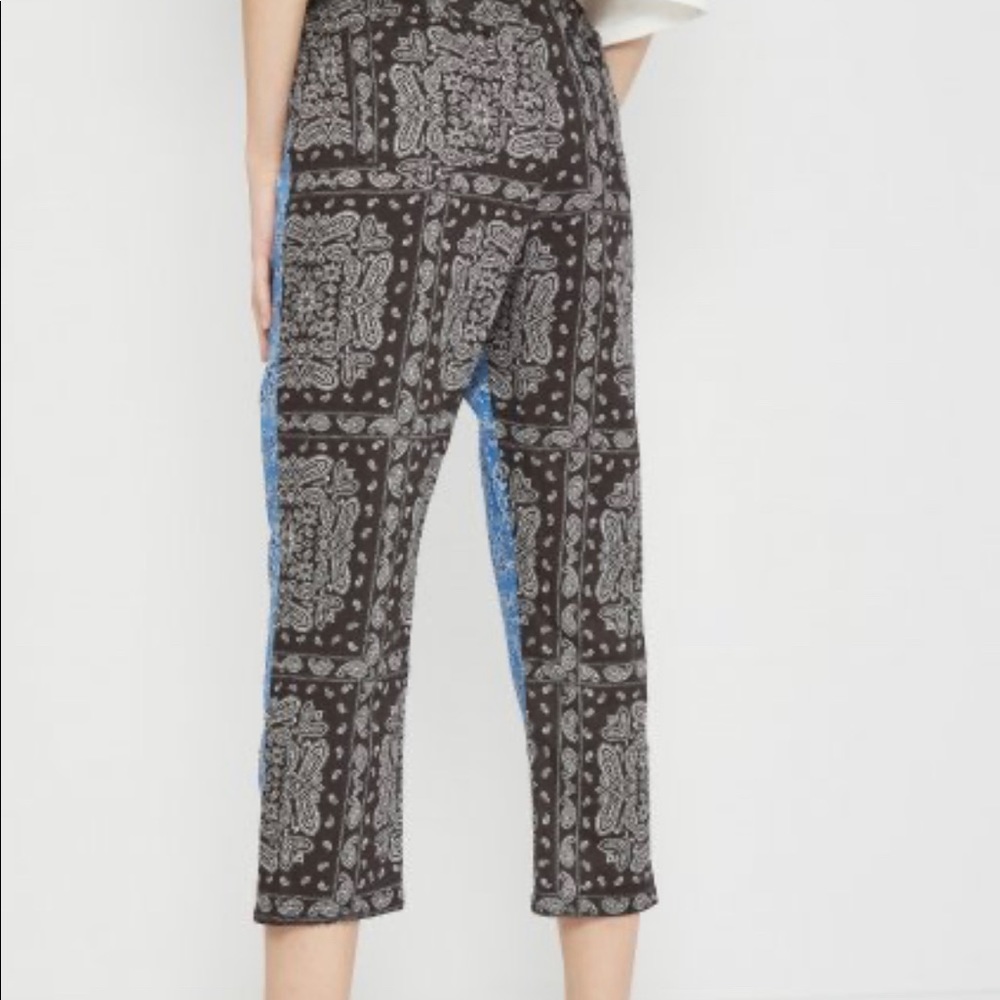 Zara paisley two tone black blue print trousers crop pants asymmetrical bandana - Picture 4 of 7